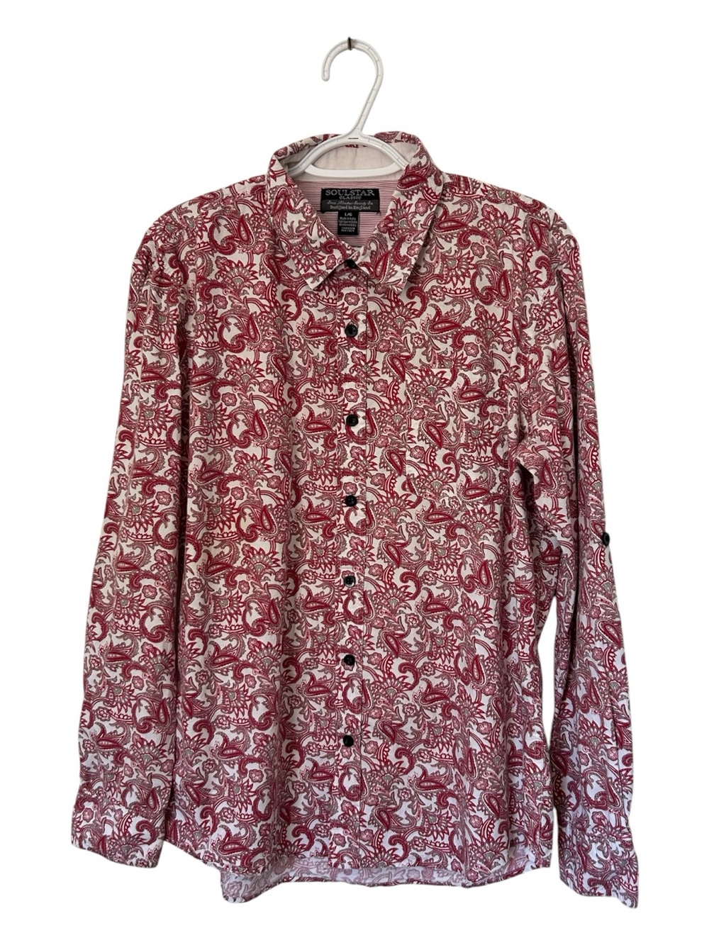 Soulstar Classic Red Paisley Casual Button-Down Shirt